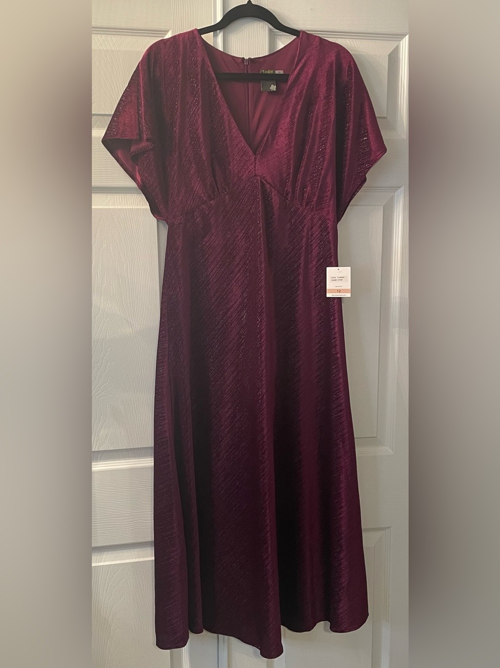 V-Neck Burgundy Shimmer Dress